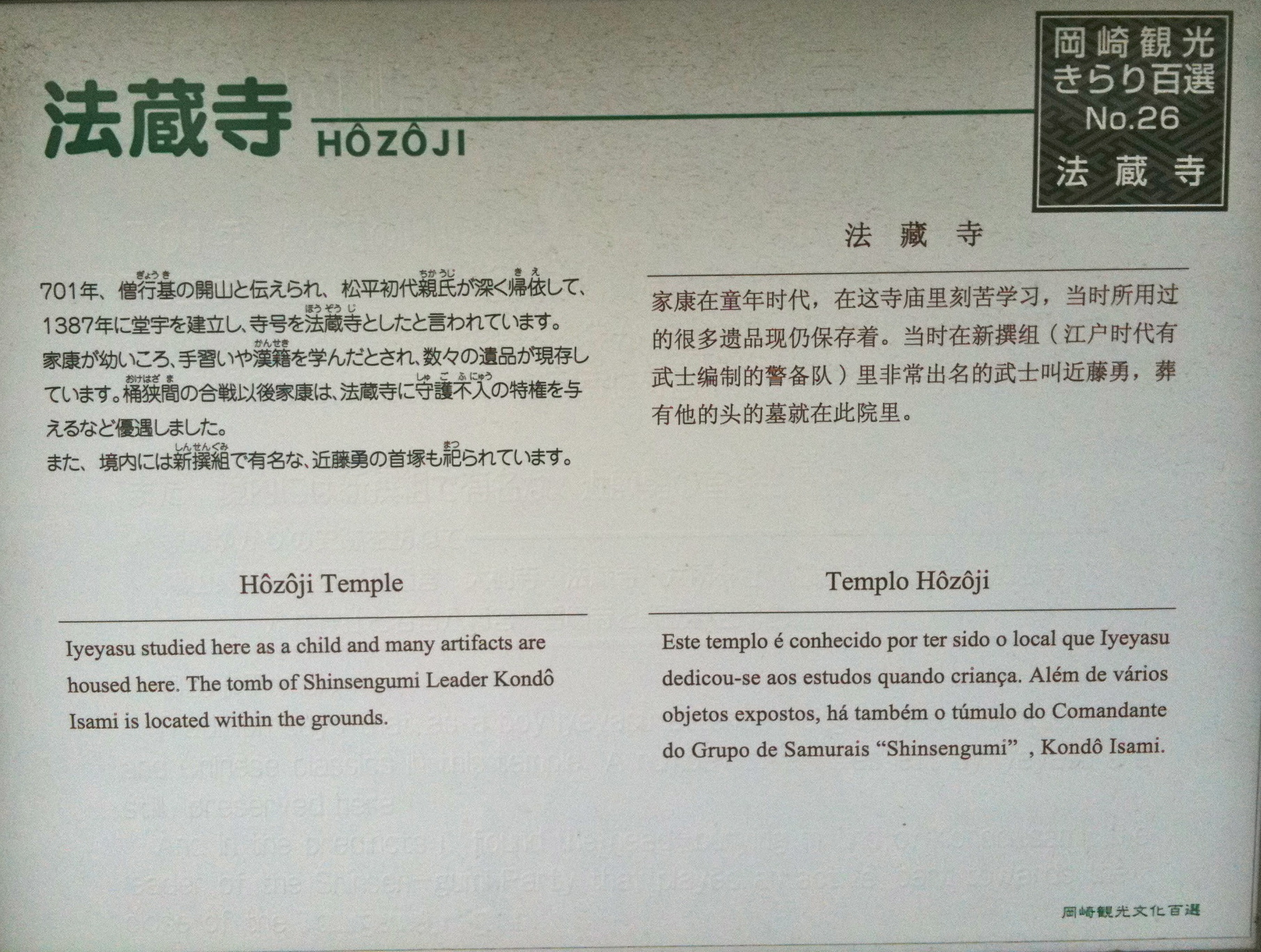 Hozoji Temple information