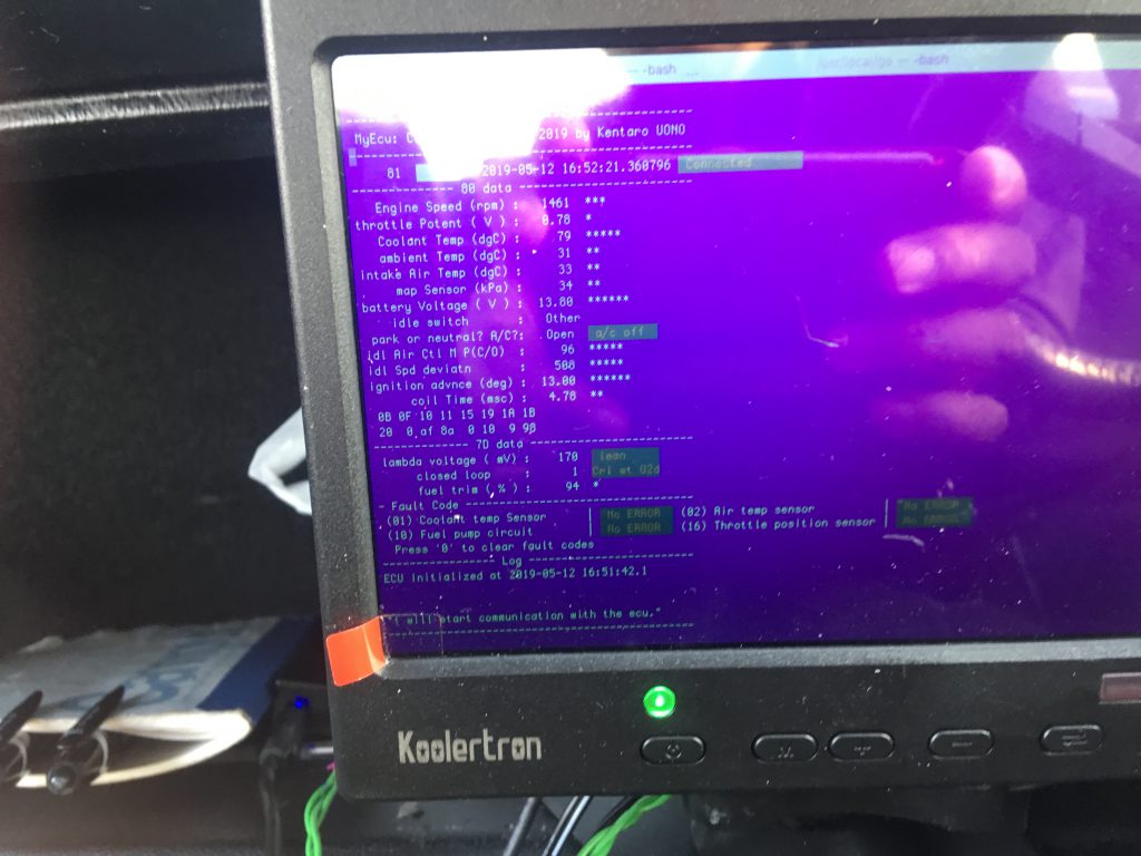 Rover Mini ECU(MEMS) Monitor Screen Shot