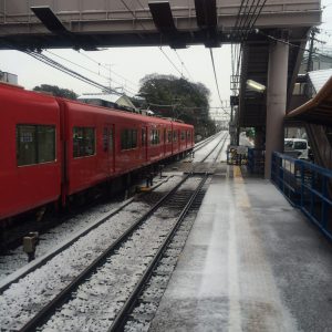 2014年2月　名古屋市南部の積雪（名鉄名古屋本線呼続駅にて）